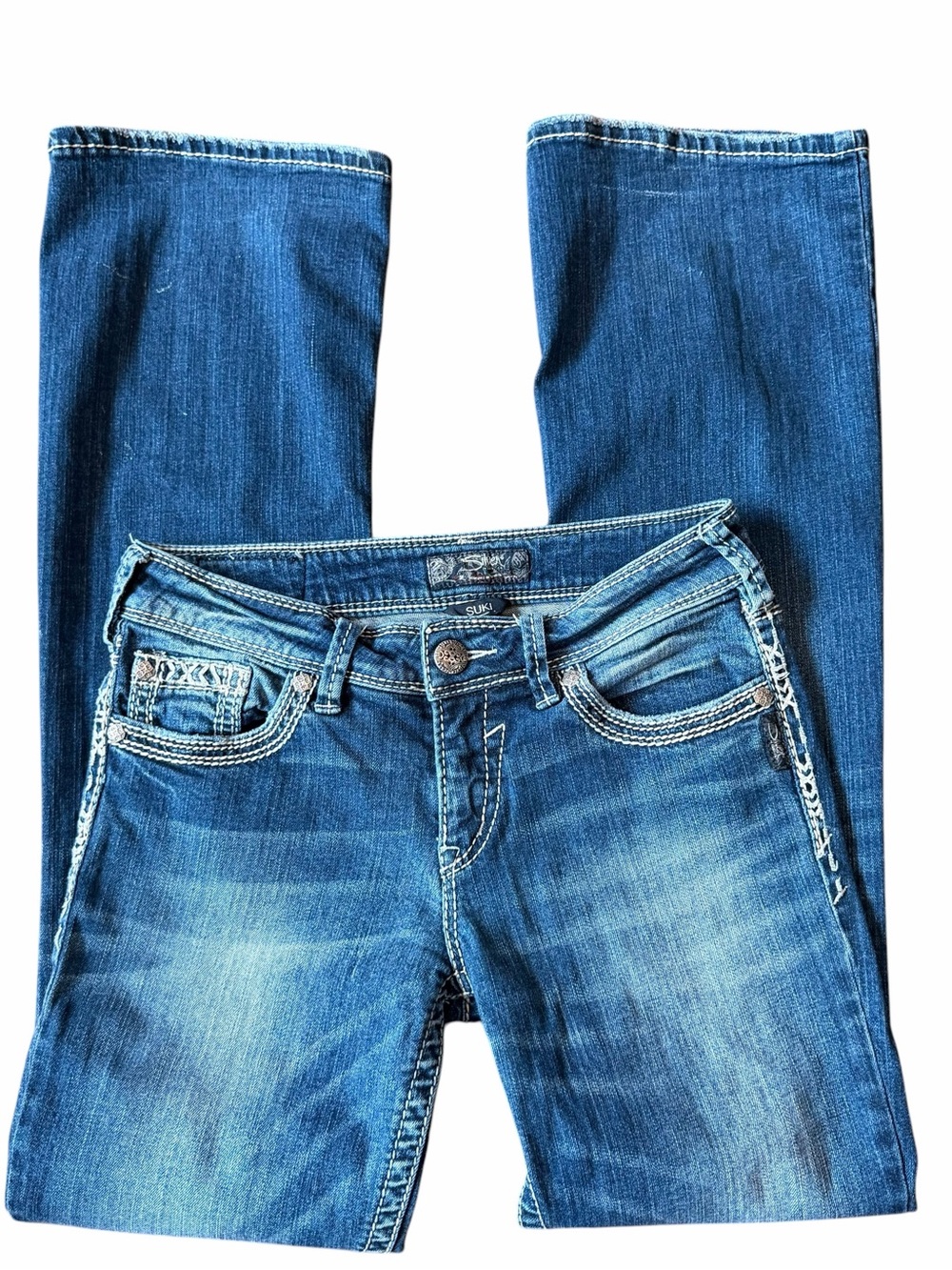 Silver Jeans Suki Women’s Size 29x33 Bootcut Medium Wash Mid Rise Thick Stitch - Picture 2 of 13